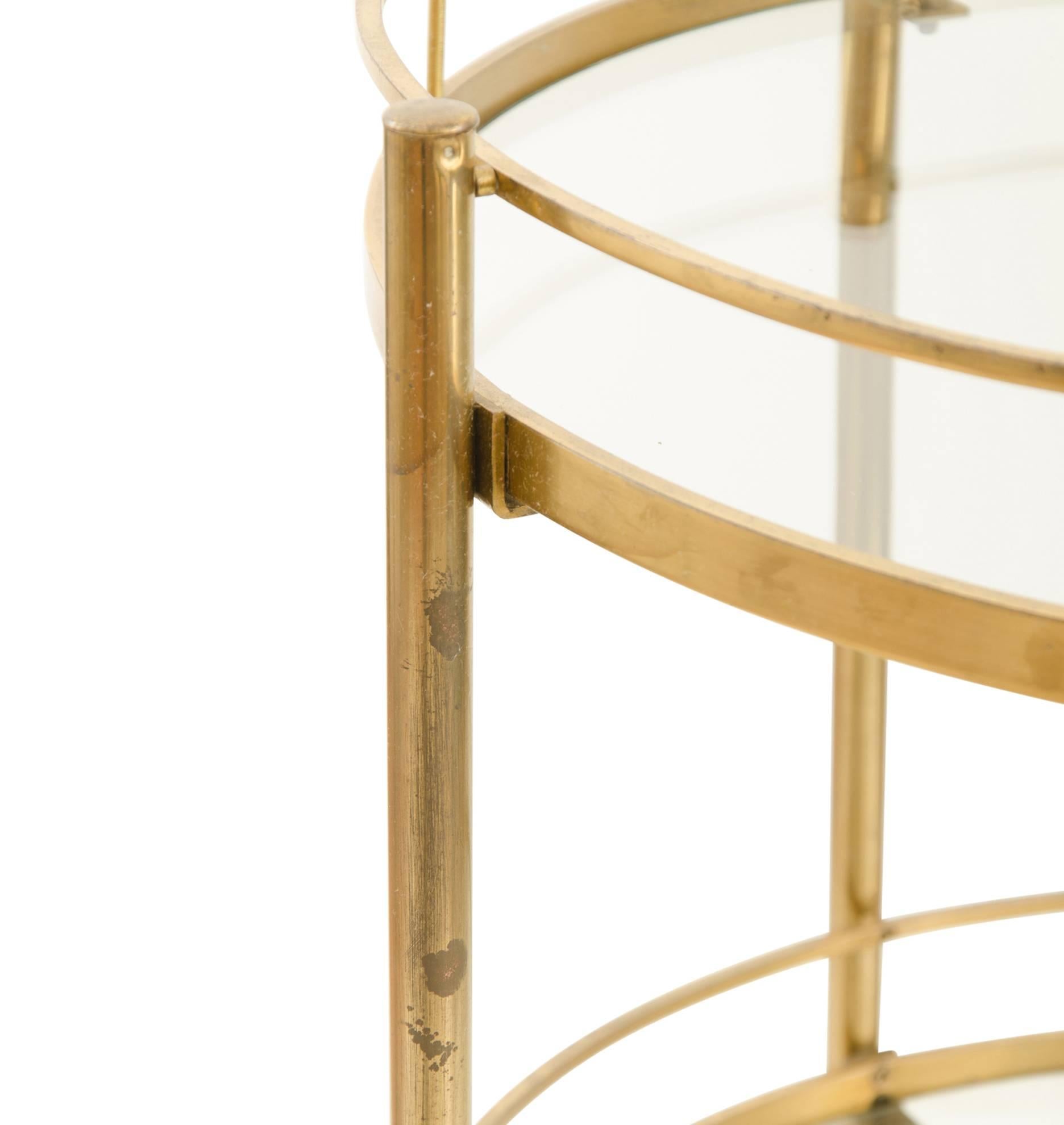 Mid-20th Century Tall Mid-Century Brass-Toned Bar Cart, circa 1960s