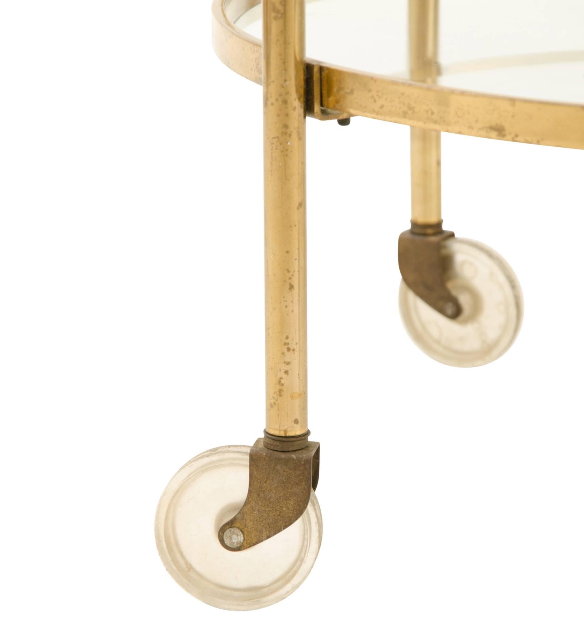 Tall Mid-Century Brass-Toned Bar Cart, circa 1960s 2