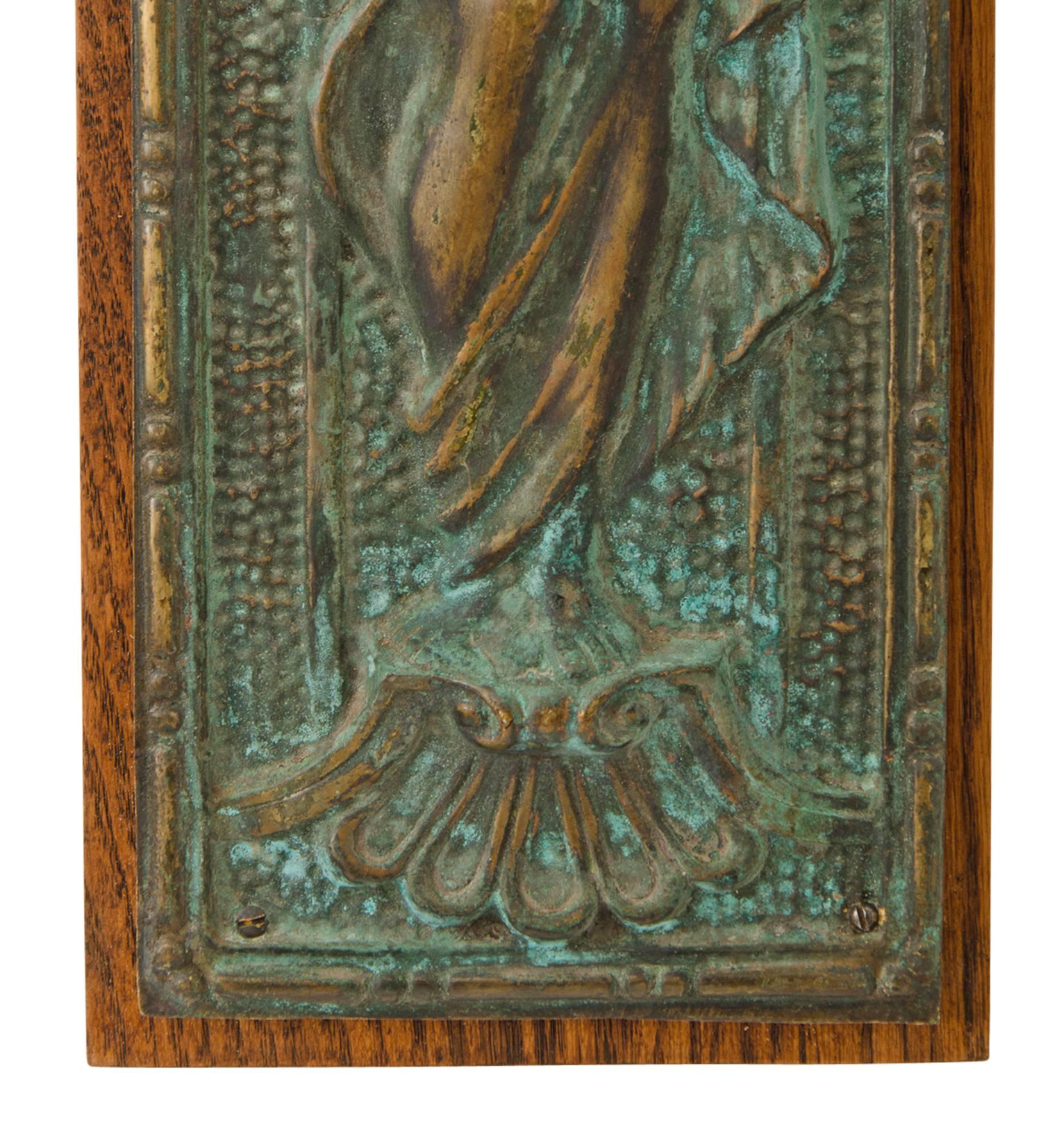 Neoclassical Diminutive Cast Brass Figural Panel, circa 1870s For Sale