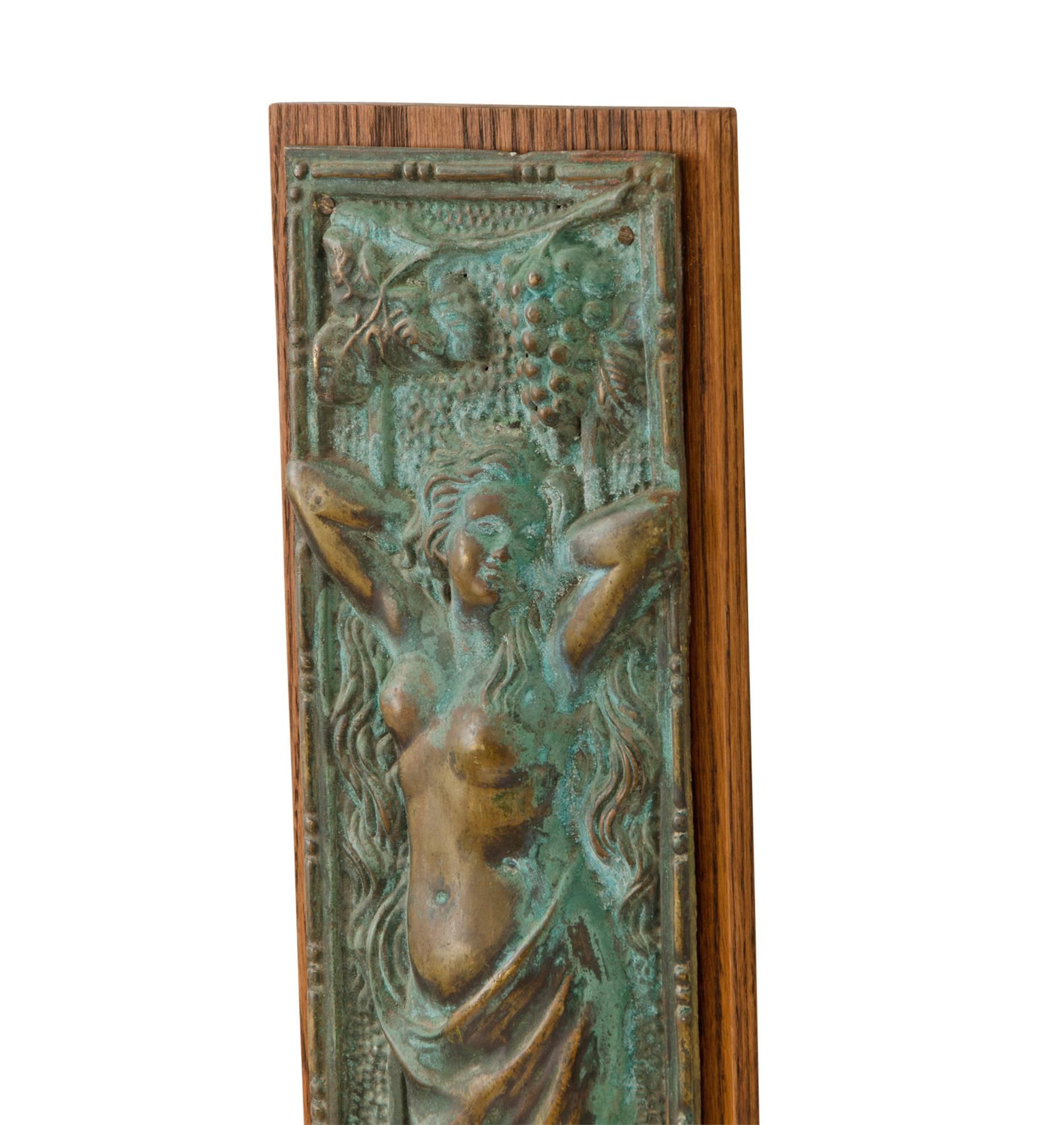 Diminutive Cast Brass Figural Panel, circa 1870s In Good Condition For Sale In Portland, OR