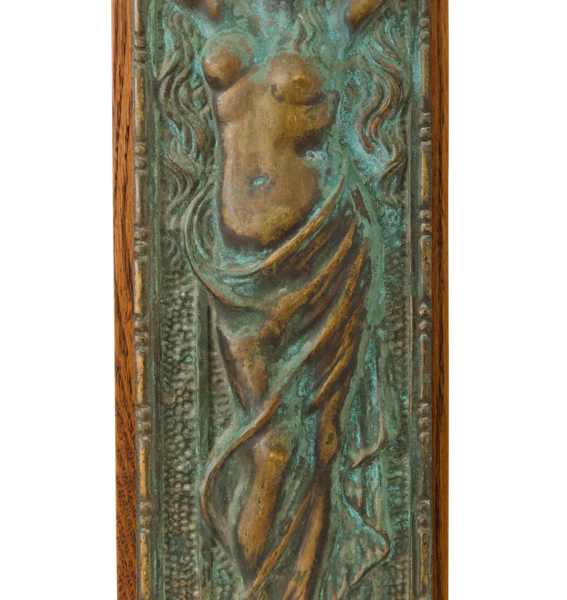 Late 19th Century Diminutive Cast Brass Figural Panel, circa 1870s For Sale