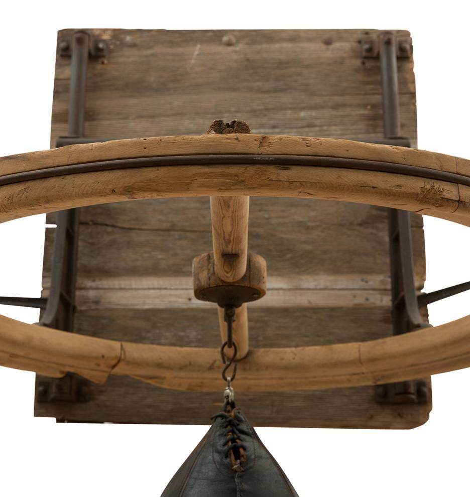 Industrial Enormous Early Speed Bag with Adjustable Height, circa 1900