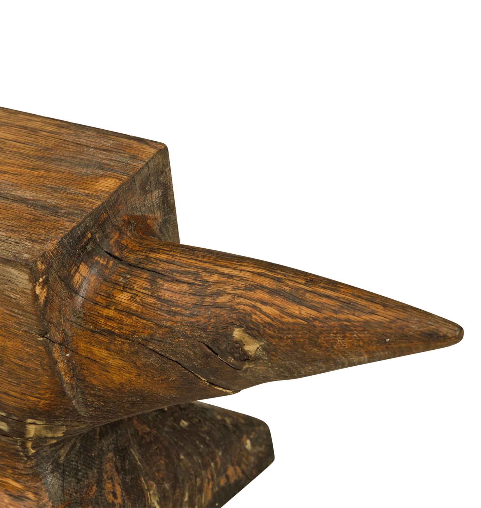 Industrial Hand-Carved Wooden Anvil Casting Pattern, circa 1895 For Sale