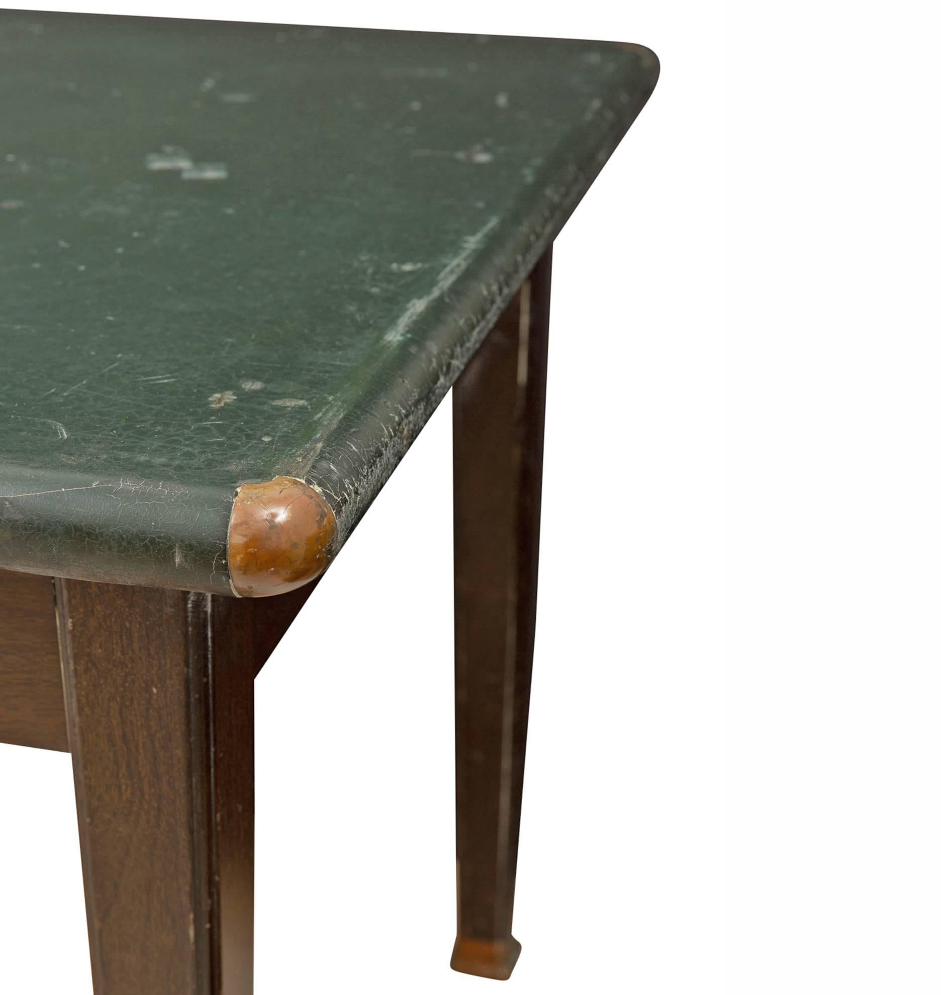Industrial Steel Shaw Walker Table with Faux Wood Grain Base, circa 1950s For Sale