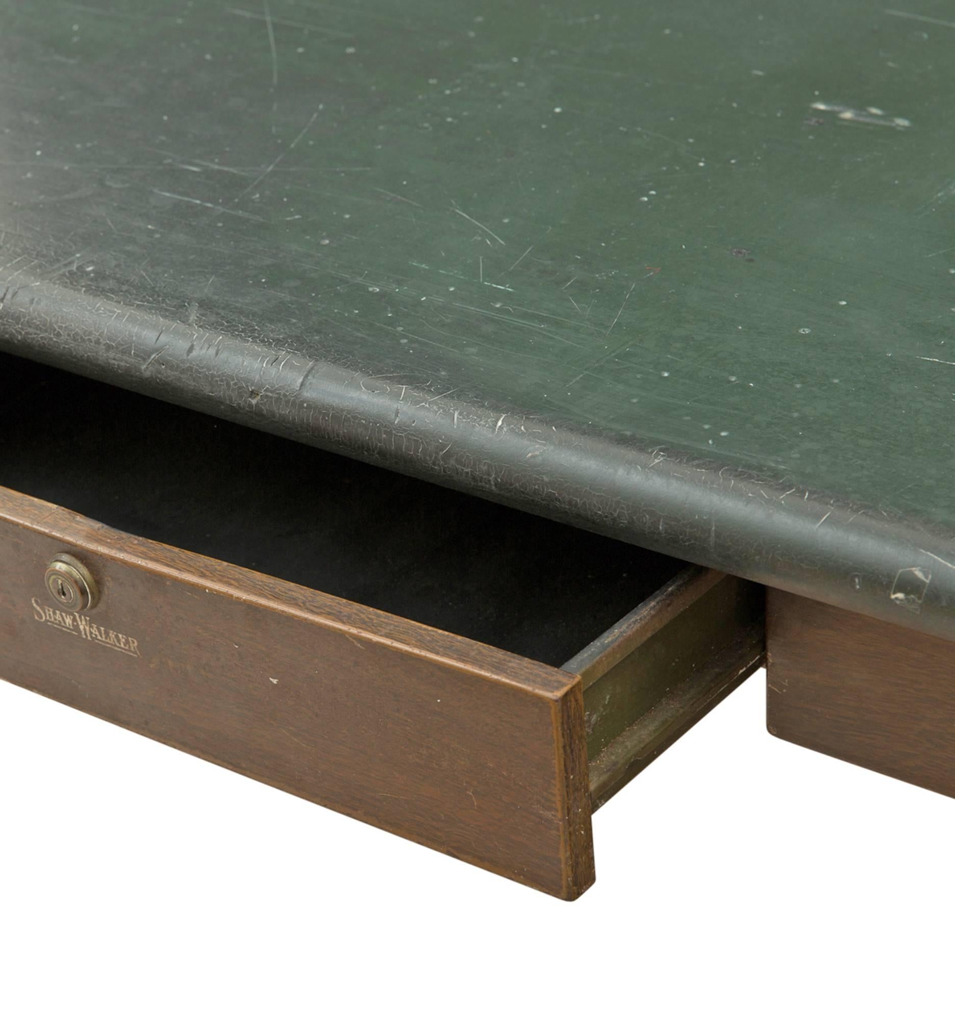 Mid-20th Century Steel Shaw Walker Table with Faux Wood Grain Base, circa 1950s For Sale