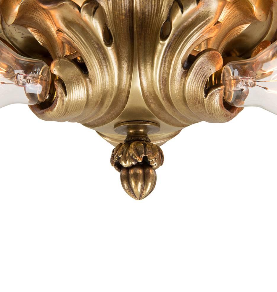 Neoclassical Revival Cast Brass Acanthus Leaf Flush by E.F. Caldwell, circa 1905 For Sale