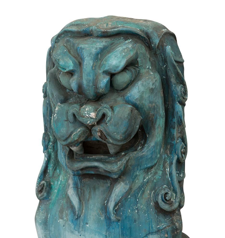 Mid-20th Century Pair of Gigantic Hollywood Prop Shishi Lions, circa 1950s For Sale
