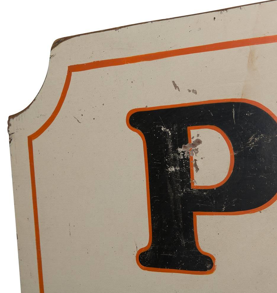 Industrial Hand-Painted Harley Davidson Parts Sign, circa 1940s For Sale