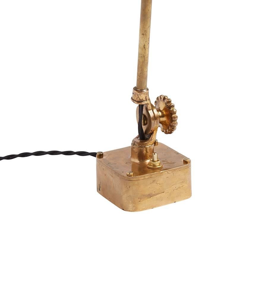 Industrial Table Mounted Brass Nautical Desk Lamp, circa 1940s