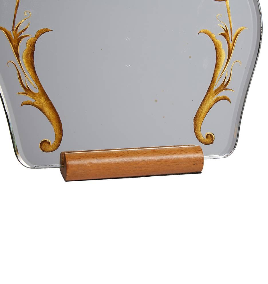 Revival Scrolling Vanity Mirror on Oak Stand, circa 1940s For Sale