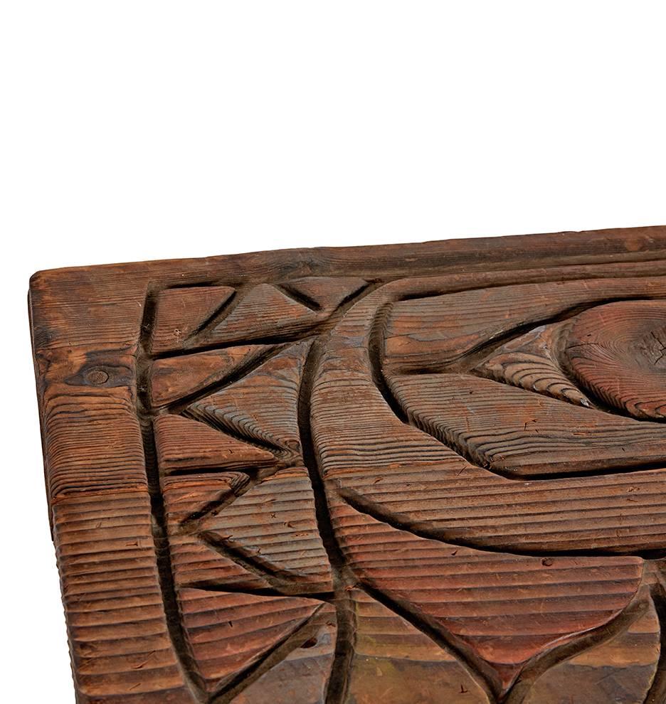Rustically Carved Blanket Chest with NW TOTEM Motif, circa 1950s For Sale 1