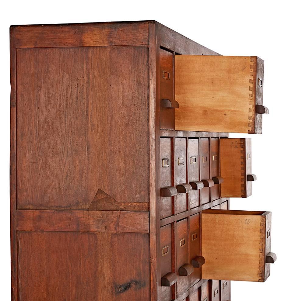 Industrial Massive Oak 36-Drawer Apothecary Cabinet, circa 1930s