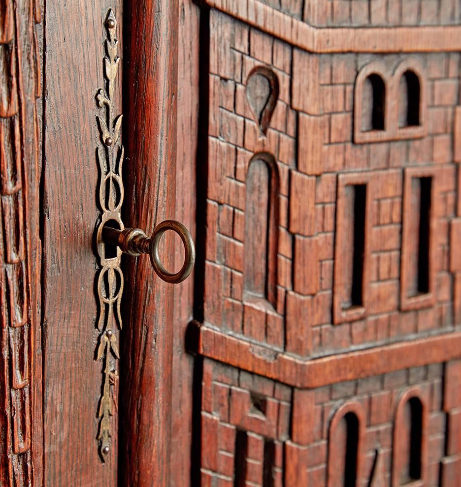 Mid-20th Century Ornately Carved Sideboard with Renaissance Revival Towers, circa 1930s For Sale