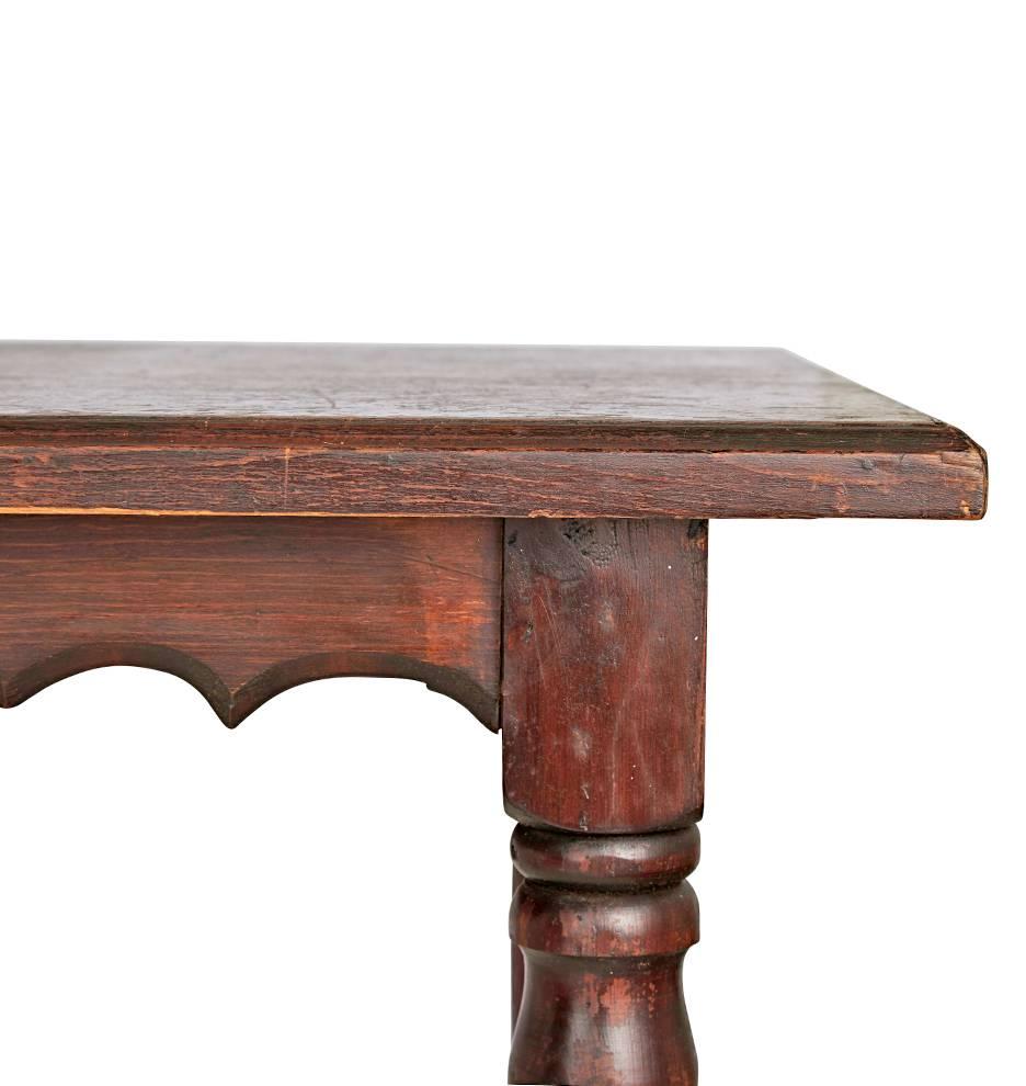 Victorian Turned-Leg Mercantile Table with Carved Apron, circa 1880s