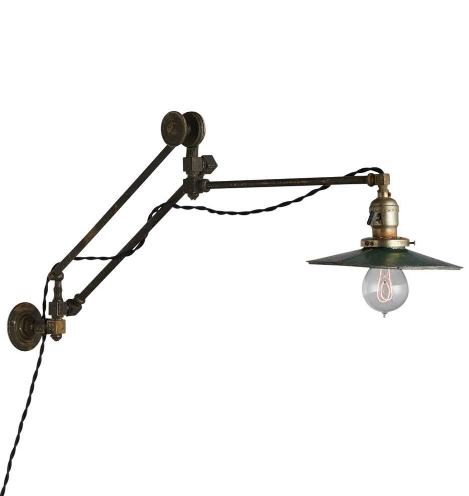 Industrial Pair of Articulating Lamps by Beardslee, circa 1895