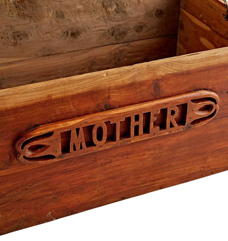 Mid-20th Century Exemplary Tramp Art Trunk for Mother, circa 1930s For Sale