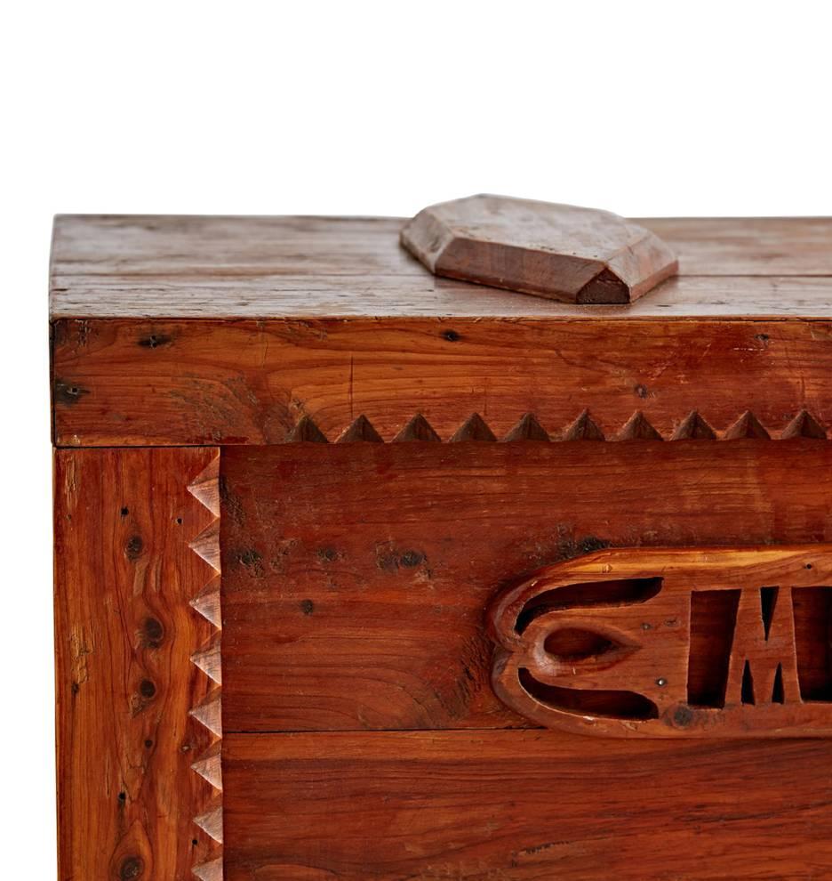Exemplary Tramp Art Trunk for Mother, circa 1930s For Sale 1