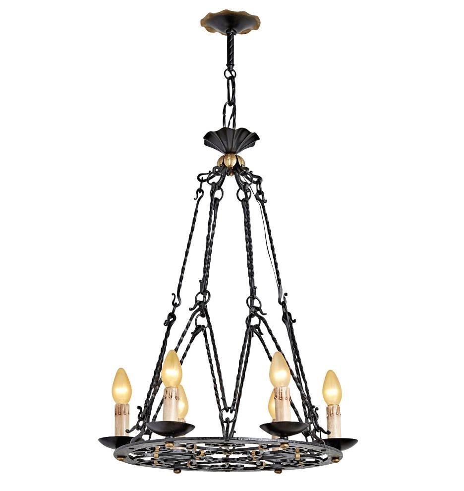 Spurred on by Hollywood, the 1920's saw an explosion of Old World-inspired lighting in mansions, magazines, and movie houses around the world. While revivals come and go, romance never goes out of style. On this one-of-a-kind fixture, the replicated