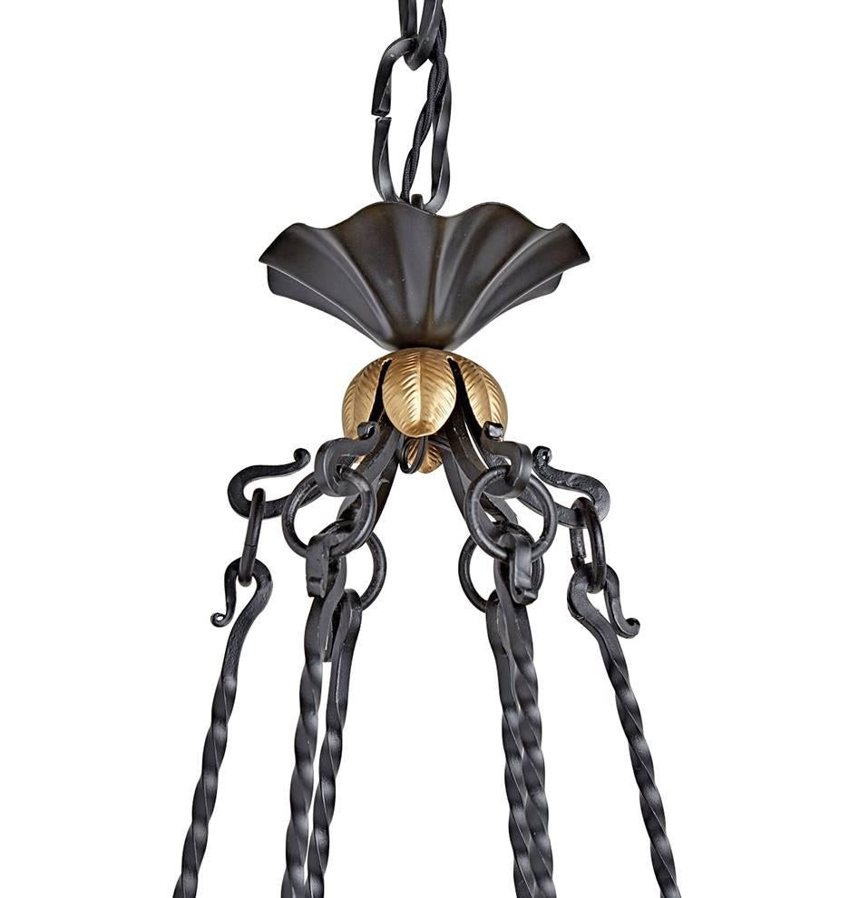 Ornate French Wrought Iron Six-Light Chandelier, circa 1920s 1