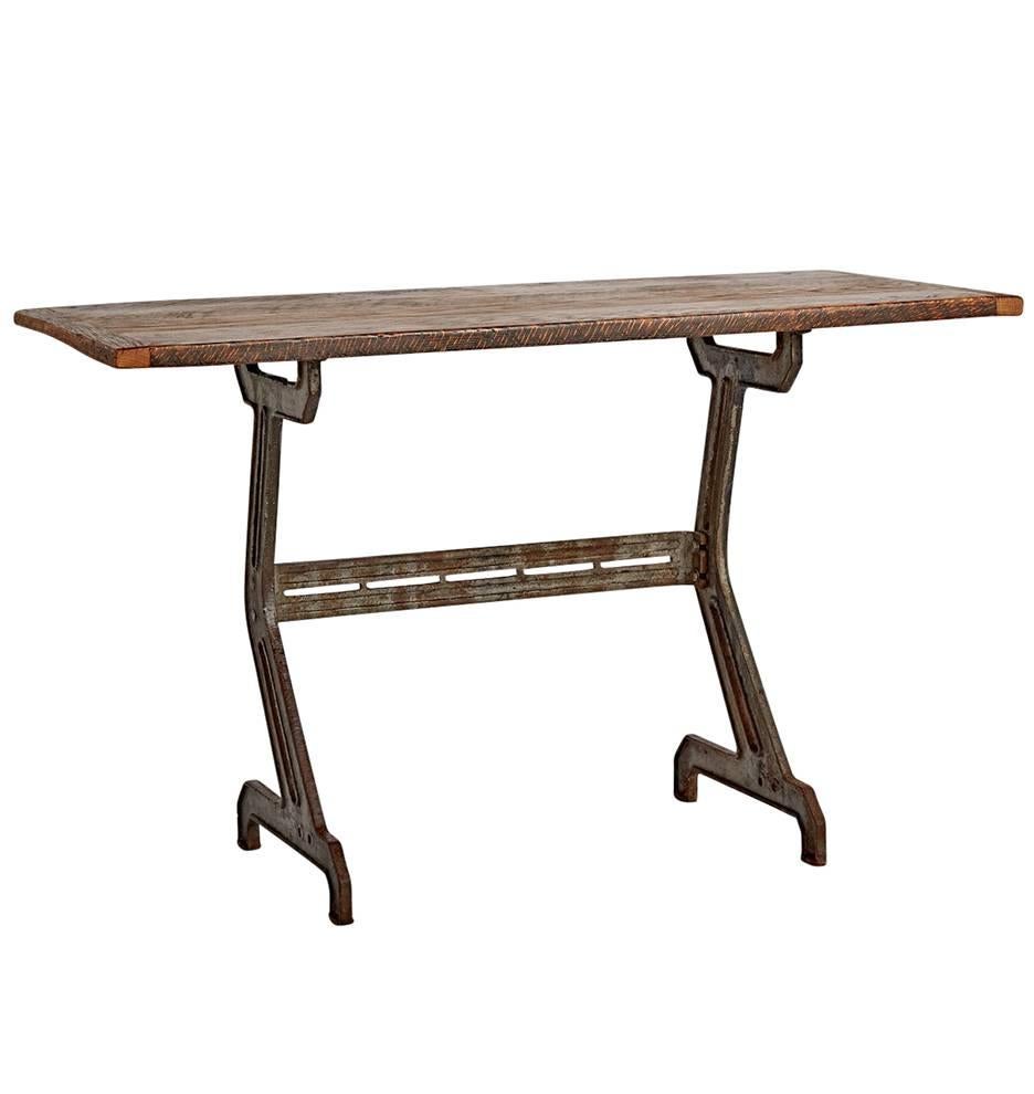 Industrial Desk with Streamlined Cast Iron Base, circa 1930s In Good Condition In Portland, OR