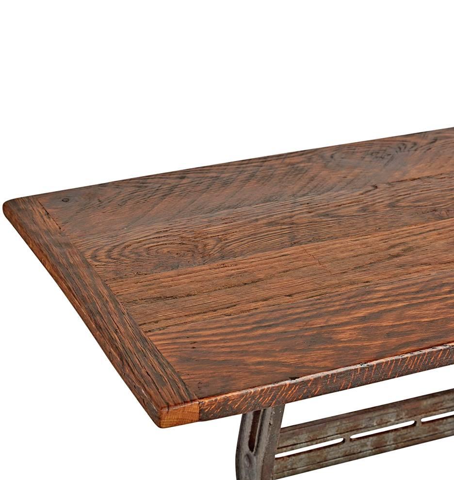 Mid-20th Century Industrial Desk with Streamlined Cast Iron Base, circa 1930s