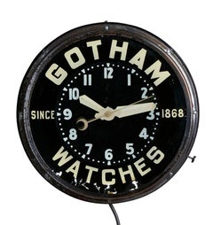 Art Deco Gotham Watches Advertisement Clock by Glo-Dial, circa 1930s