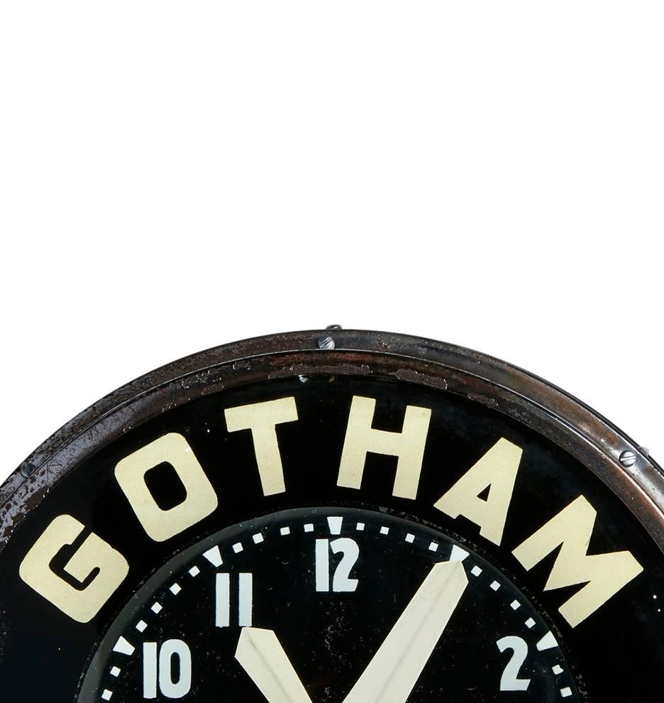 Mid-20th Century Art Deco Gotham Watches Advertisement Clock by Glo-Dial, circa 1930s