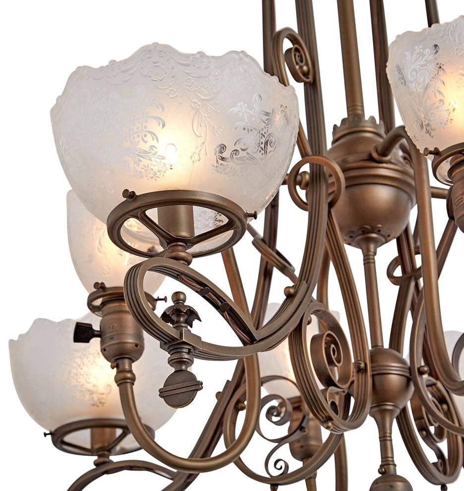 Late 19th Century Extraordinary Gas/Electric Nine-Light Victorian Chandelier, circa 1895 For Sale