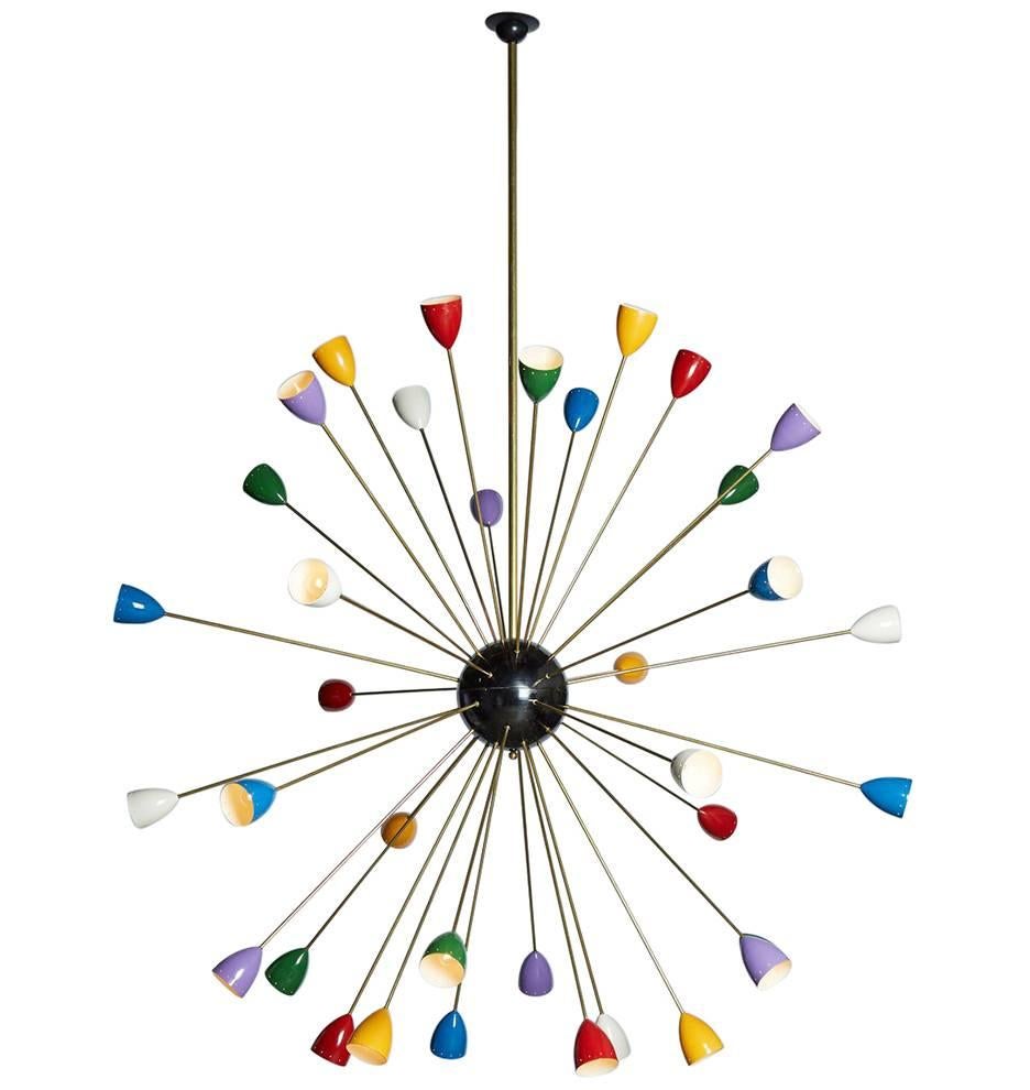 Likely designed by Italian lighting favorite Stilnovo (or perhaps Arredoluce), this enormous 