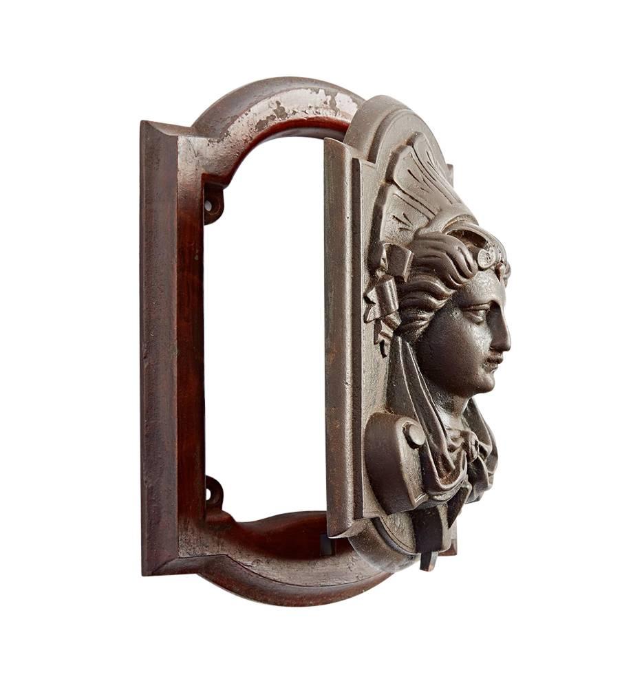 Cast Iron Door Speak Easy with Figural Woman, circa 1870s In Good Condition In Portland, OR