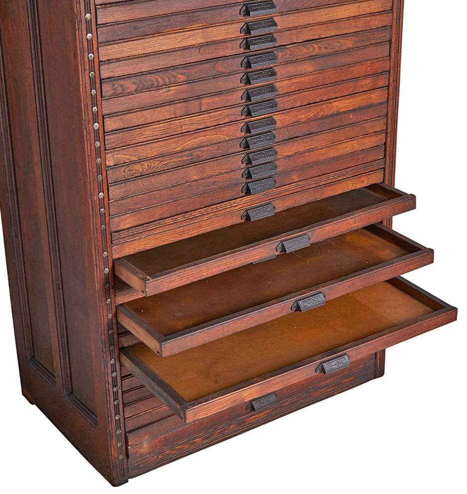 Industrial Extra-Large Oak Hamilton Cabinet with Angled Composing Surface, circa 1910