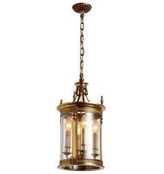 Large Brass Classical Revival Entry Lantern, circa 1920s