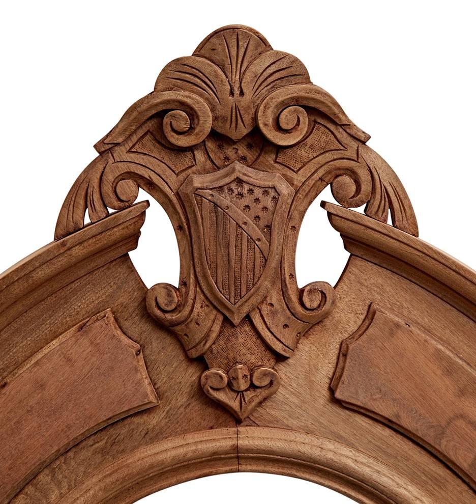 Revival Carved Walnut Pediment with Shield Motif, circa 1850s For Sale