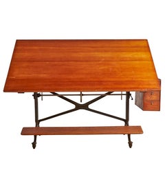 Exceptional Keuffel & Esser Drafting Table with Swinging Cabinet, circa 1890