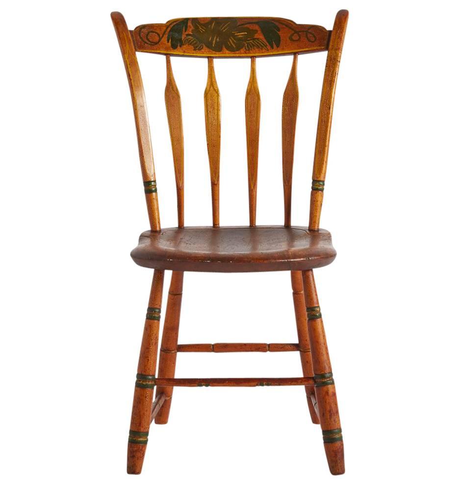 American Colonial Set of Five Pennsylvania Painted Windsor Chairs, circa 1850s