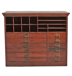 Rustic General Store Drawer and Cubby Cabinet, circa 1920s