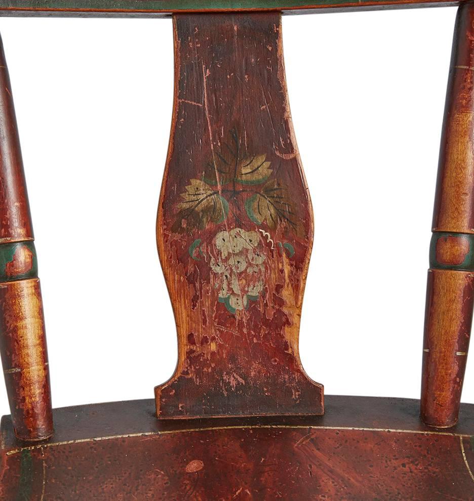 Set of Four Hand-Painted Chairs from Hindeloopen Netherlands, circa 1850s In Good Condition For Sale In Portland, OR
