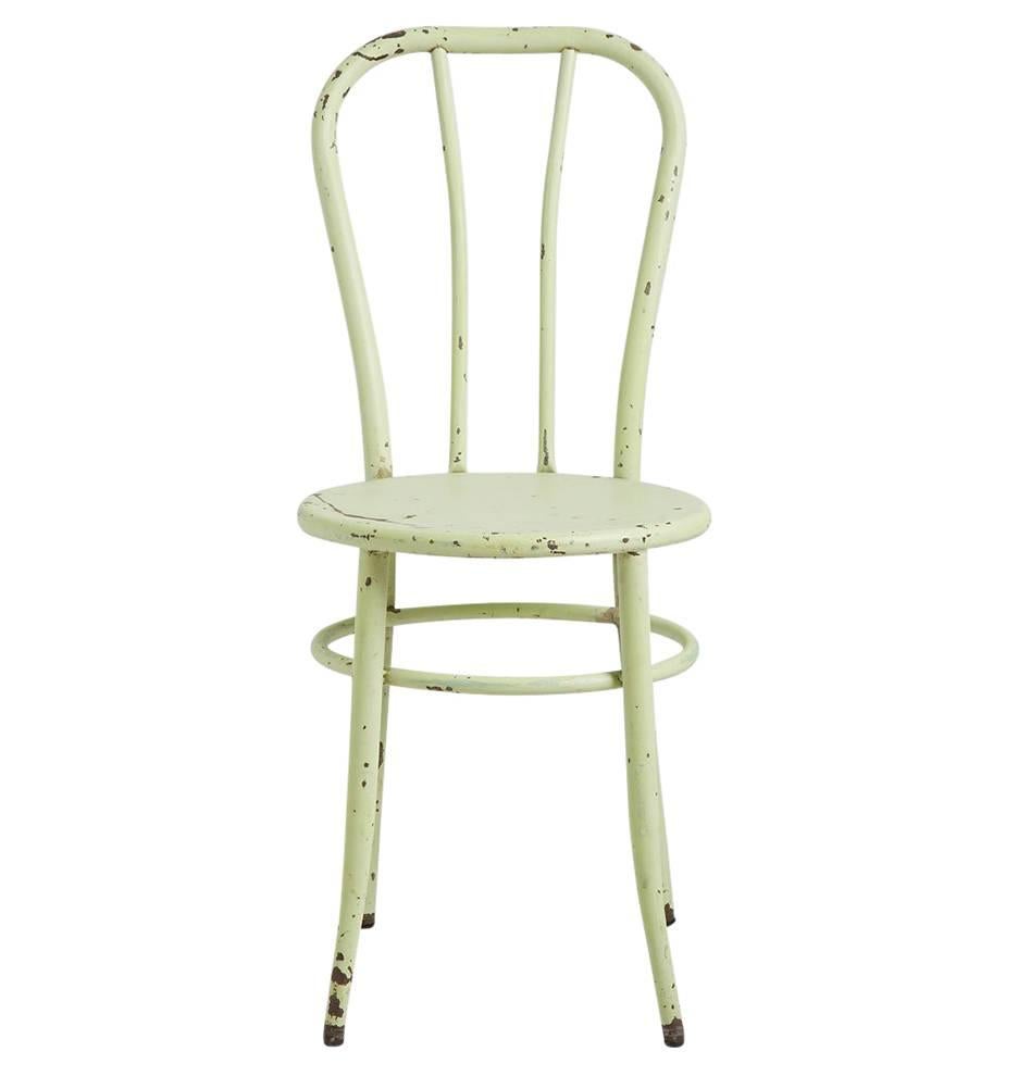 Made of pressed and folded steel by the William V Willis Co, these fantastic examination room chair boast lines and style reminiscent of Charles Thonet's early designs. Originally, the main point of interest for this remarkable piece is the design,
