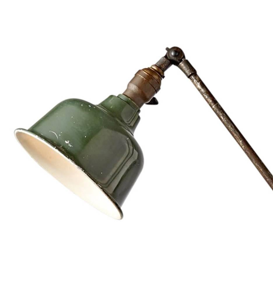Industrial O.C. White Model 1G Wall Lamp with Green Enamel Shade, circa 1910 For Sale