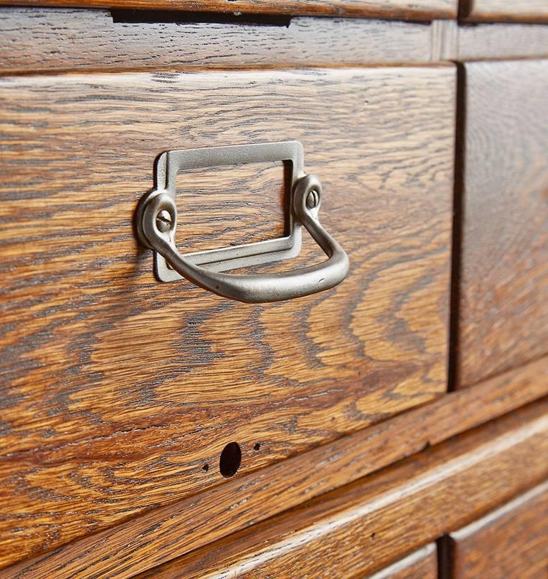 15Drawer Oak Filing on Casters, circa 1930s For Sale at 1stDibs