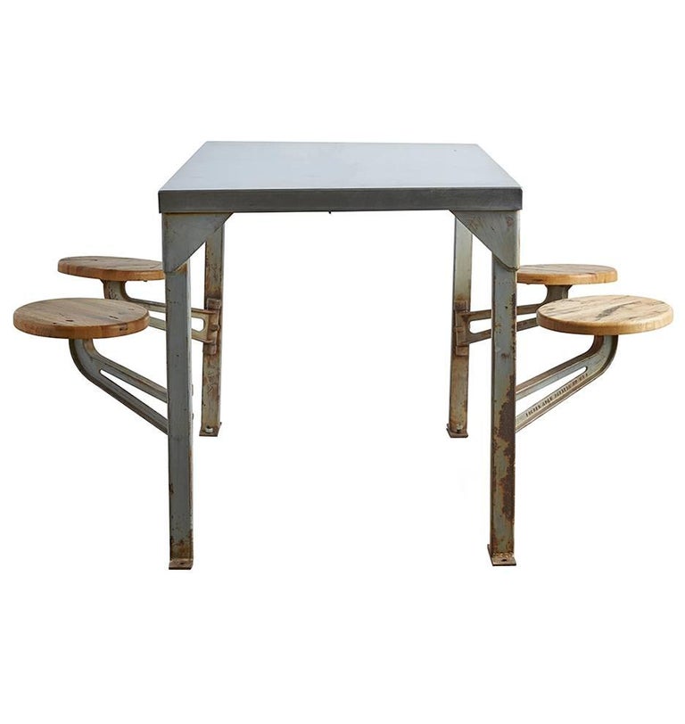 Industrial Swing-Arm Mess Hall Table with Polished Top, circa 1940s For ...