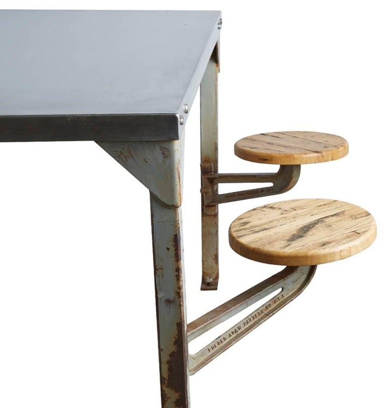 Industrial Swing-Arm Mess Hall Table with Polished Top, circa 1940s For ...