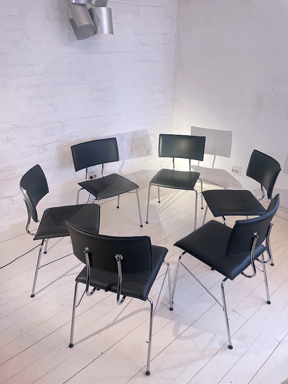 Set of Six Sparta Leather Chairs by Christoph Hindermann for Dietiker 1990s
