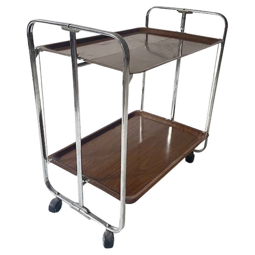 Chariot de service pliant en chrome du milieu du siècle, années 1950 Allemagne
