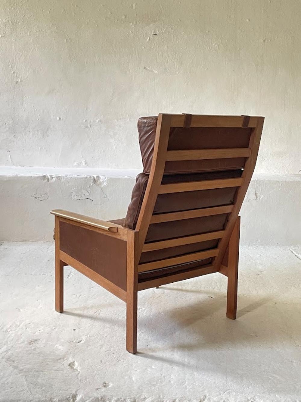 Scandinave moderne Chaise longue en cuir par Illum Wikkelsø pour Eilersen, 1960s Danemark en vente