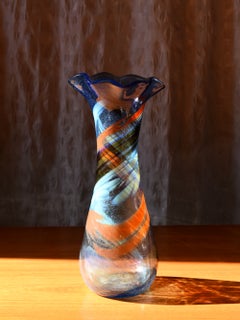Grande vaso in vetro artistico a forma libera di Gyula Budveszel, Ungheria, anni ’90