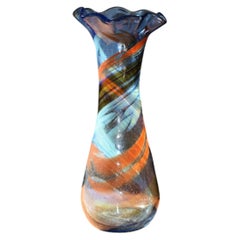 Grande vaso in vetro artistico a forma libera di Gyula Budveszel, Ungheria, anni ’90