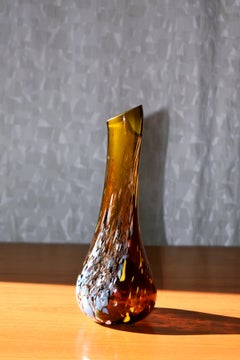 Free-Form Amber Art Glass Vase by Gyula Budveszel, Hungary, 1990s