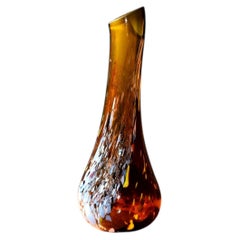 Free-Form Amber Art Glass Vase by Gyula Budveszel, Hungary, 1990s