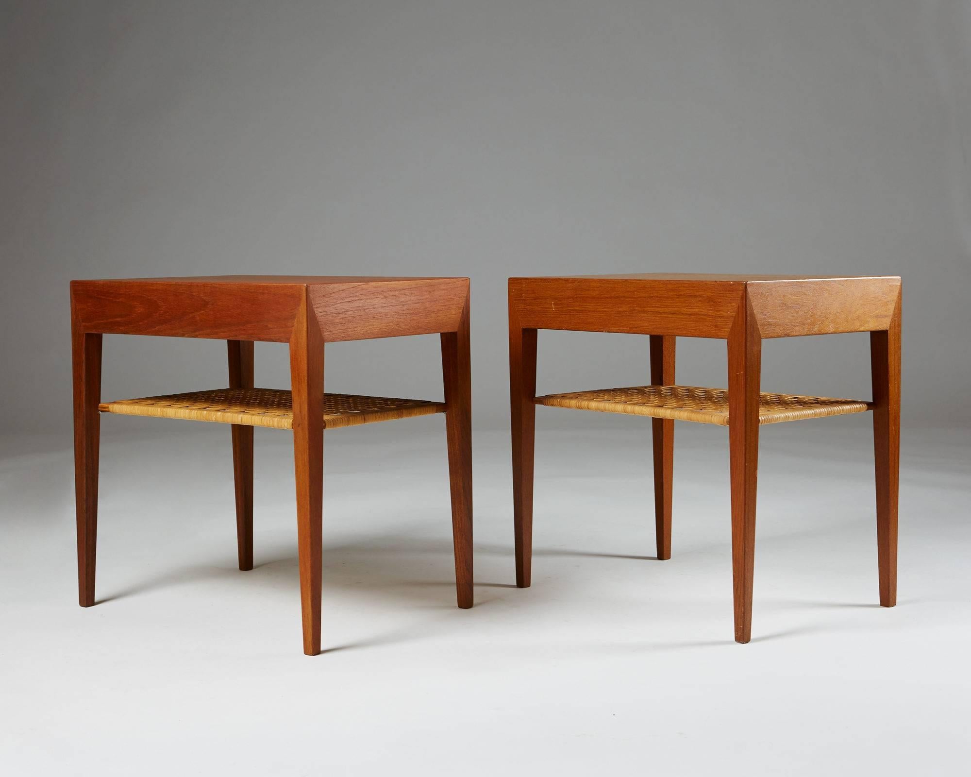 Scandinavian Modern Pair of Bedside/Lamp Tables Designed by Severin Hansen for Haslev
